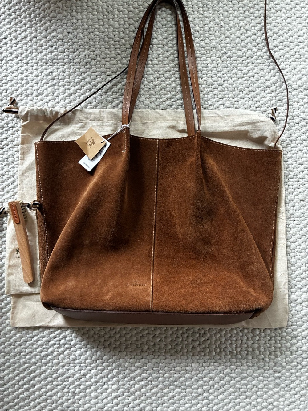 Todd Snyder x il Bisonte Brown Suede Leather Tote
